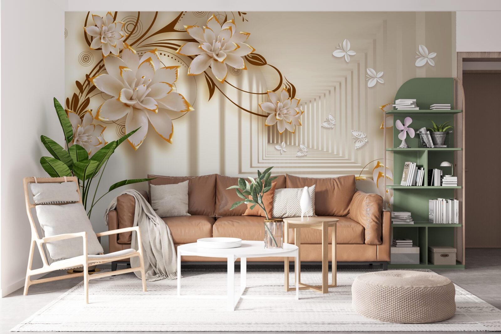 Fototapeta stĺpy a kvety vytvárajú neskutočný tunel