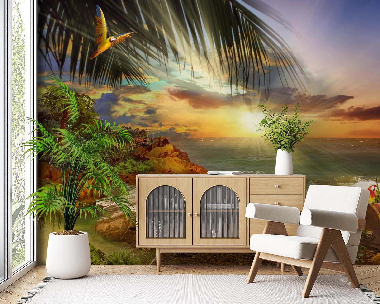 Fototapeta západ slnka, ktorý možno pozorovať z brehu pustého ostrova