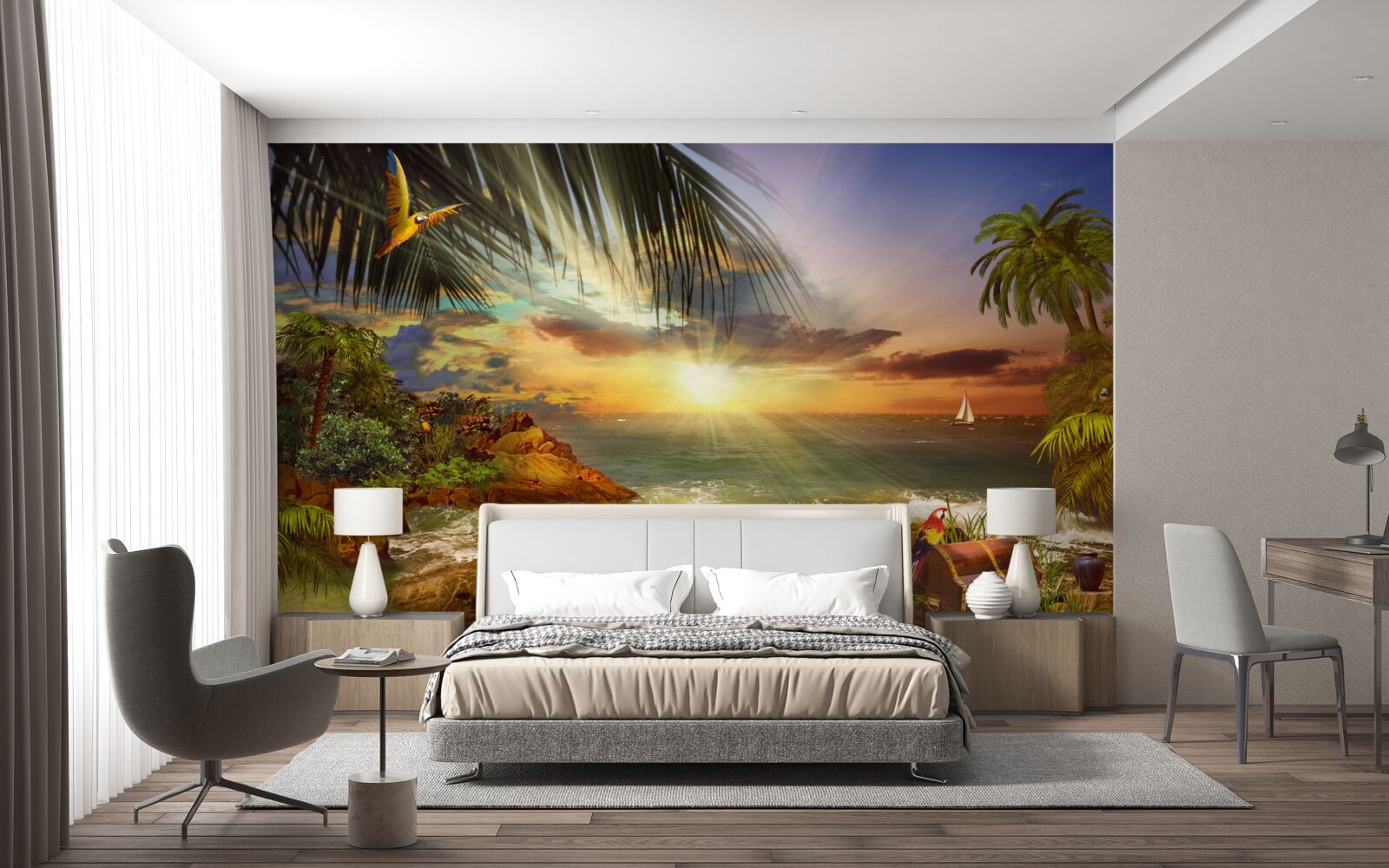 Fototapeta západ slnka, ktorý možno pozorovať z brehu pustého ostrova