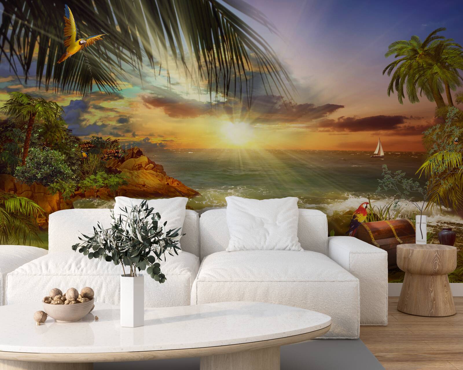 Fototapeta západ slnka, ktorý možno pozorovať z brehu pustého ostrova