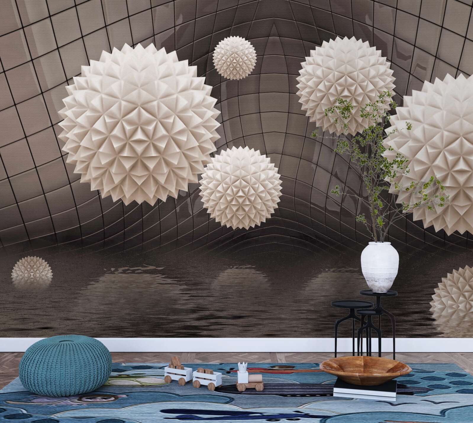 Fototapeta ostré guličky vznášajúce sa vo vzduchu v svetloružovej farbe