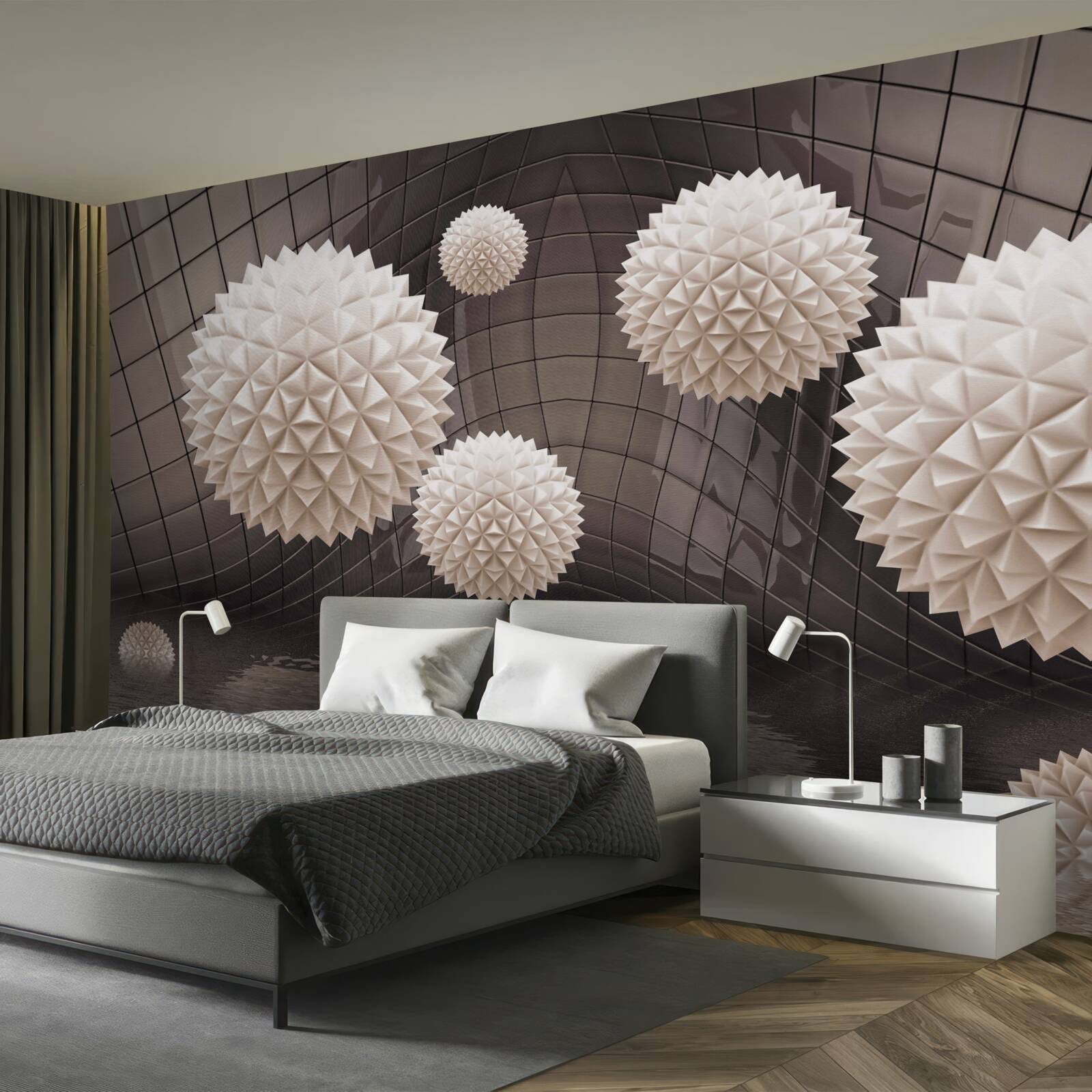 Fototapeta ostré guličky vznášajúce sa vo vzduchu v svetloružovej farbe