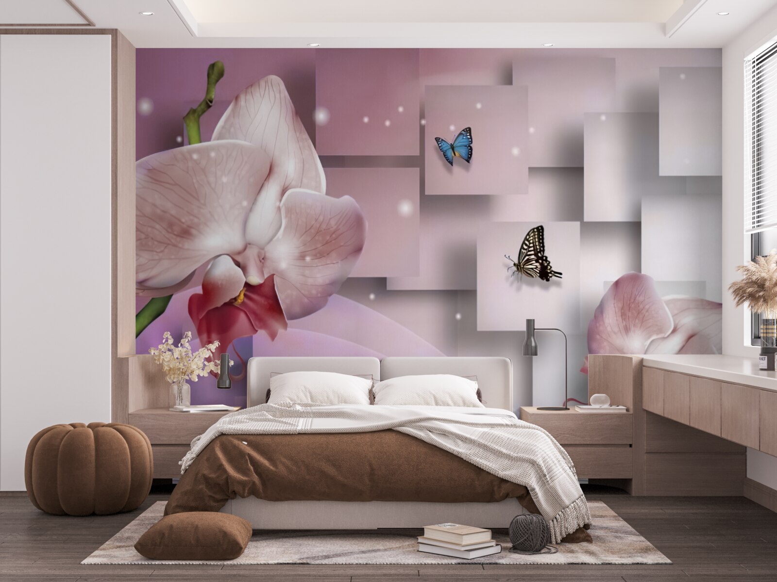 Fototapeta pestrofarebné motýle a orchidey