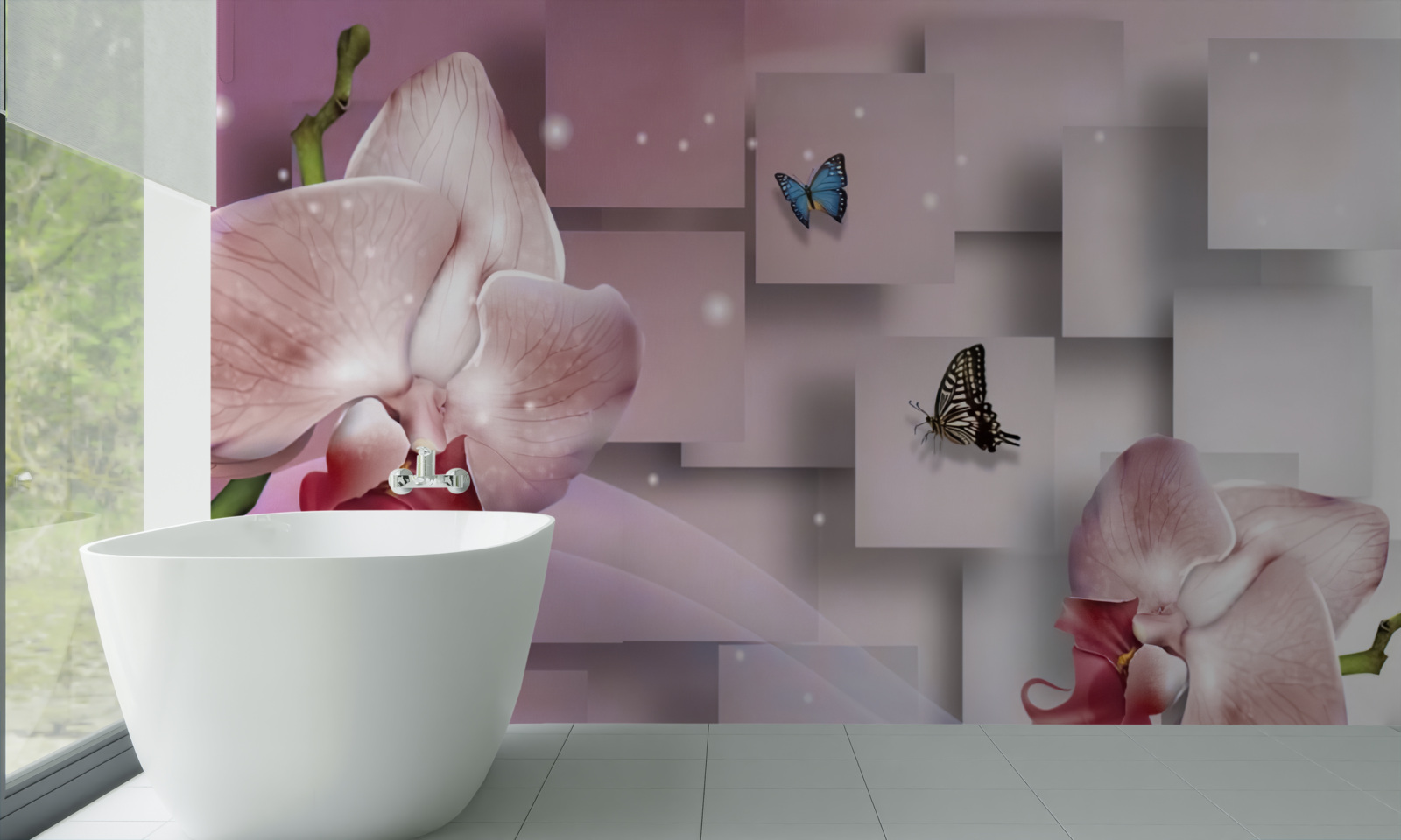 Fototapeta pestrofarebné motýle a orchidey