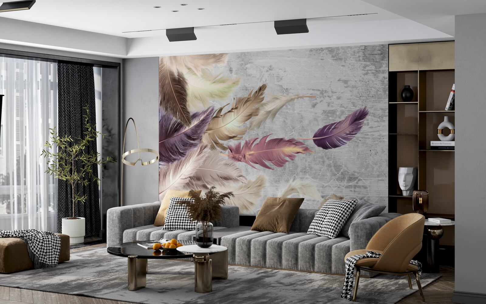 Fototapeta pierka rôznych farieb sa hojdajú vo vetre