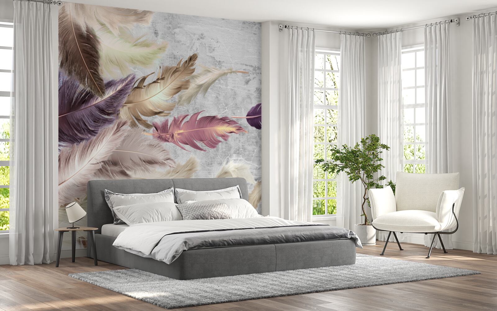 Fototapeta pierka rôznych farieb sa hojdajú vo vetre