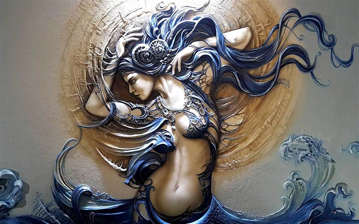 Fototapeta obrázok dievčaťa v pestrých farbách so slnkom v pozadí