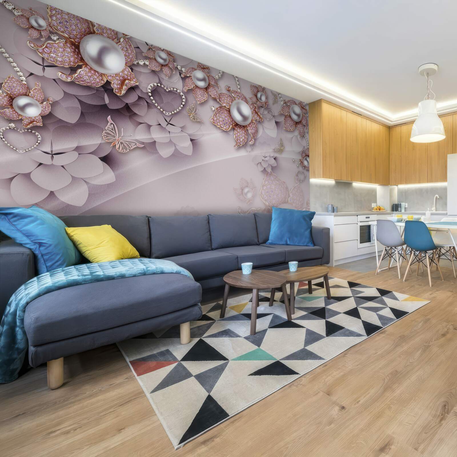 Fototapeta kvety abstraktne vytvorené z perál a drahých kameňov