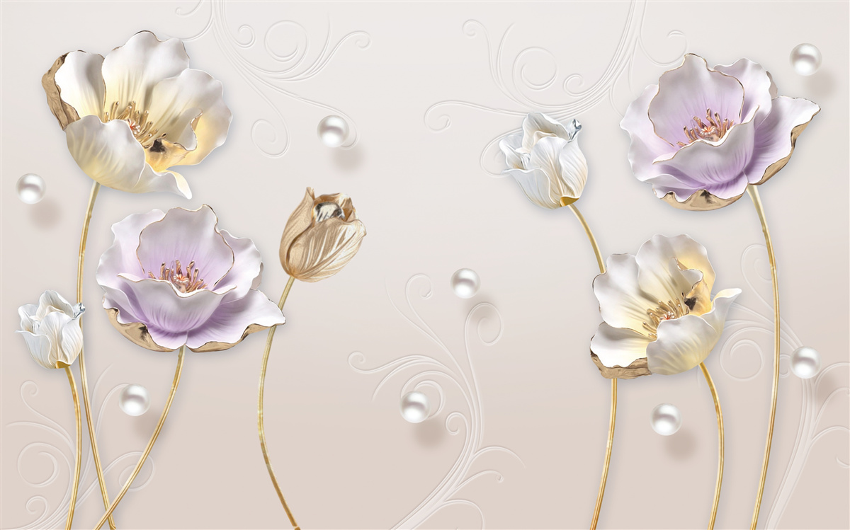 Fototapeta elegantné kvety s perleťou
