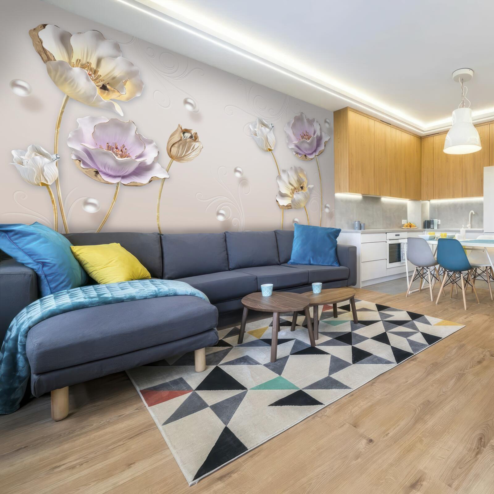 Fototapeta elegantné kvety s perleťou