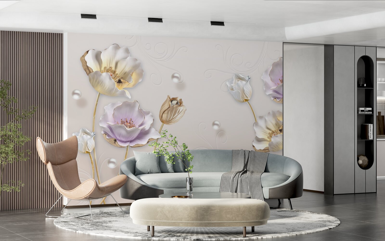 Fototapeta elegantné kvety s perleťou