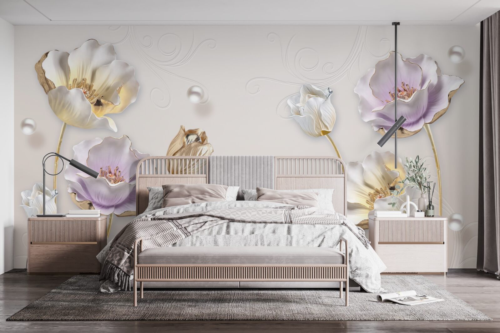 Fototapeta elegantné kvety s perleťou