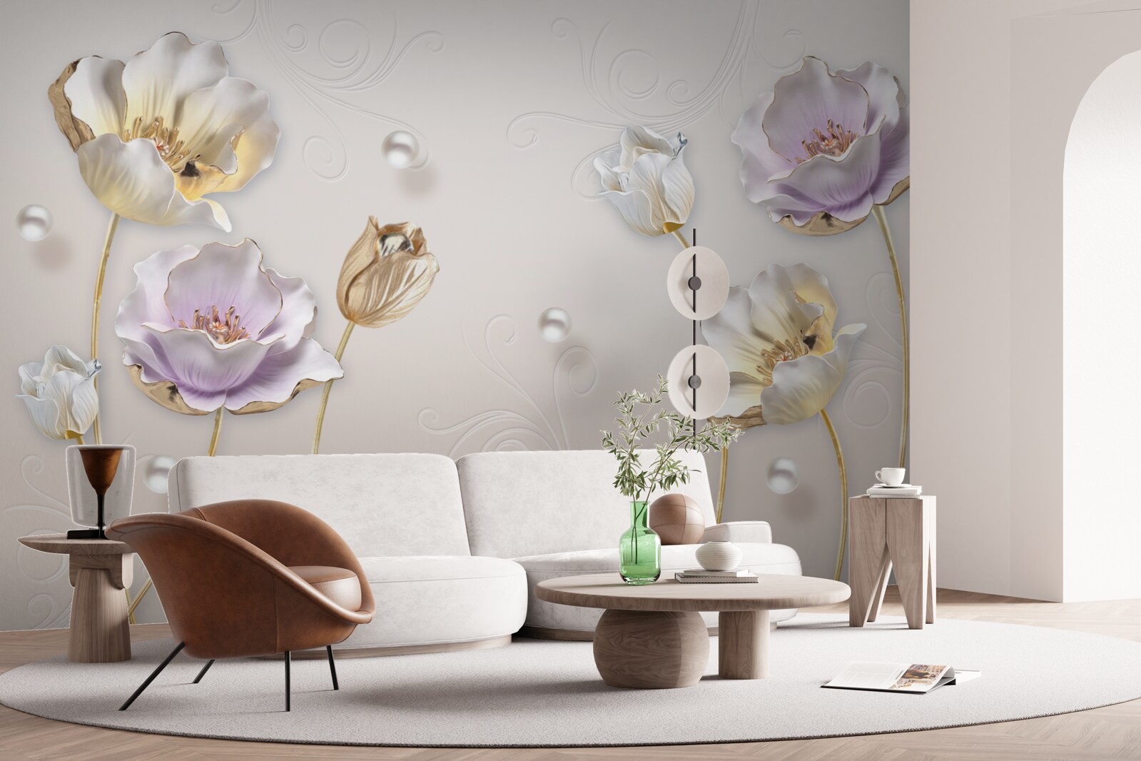 Fototapeta elegantné kvety s perleťou