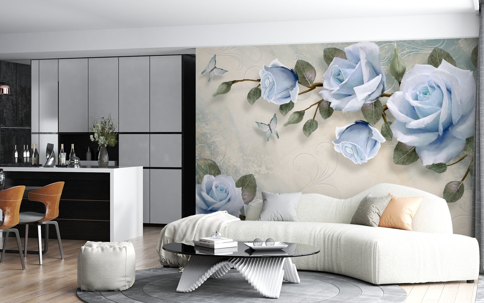 Fototapeta pôvabné púčiky svetlej ruže na stonke