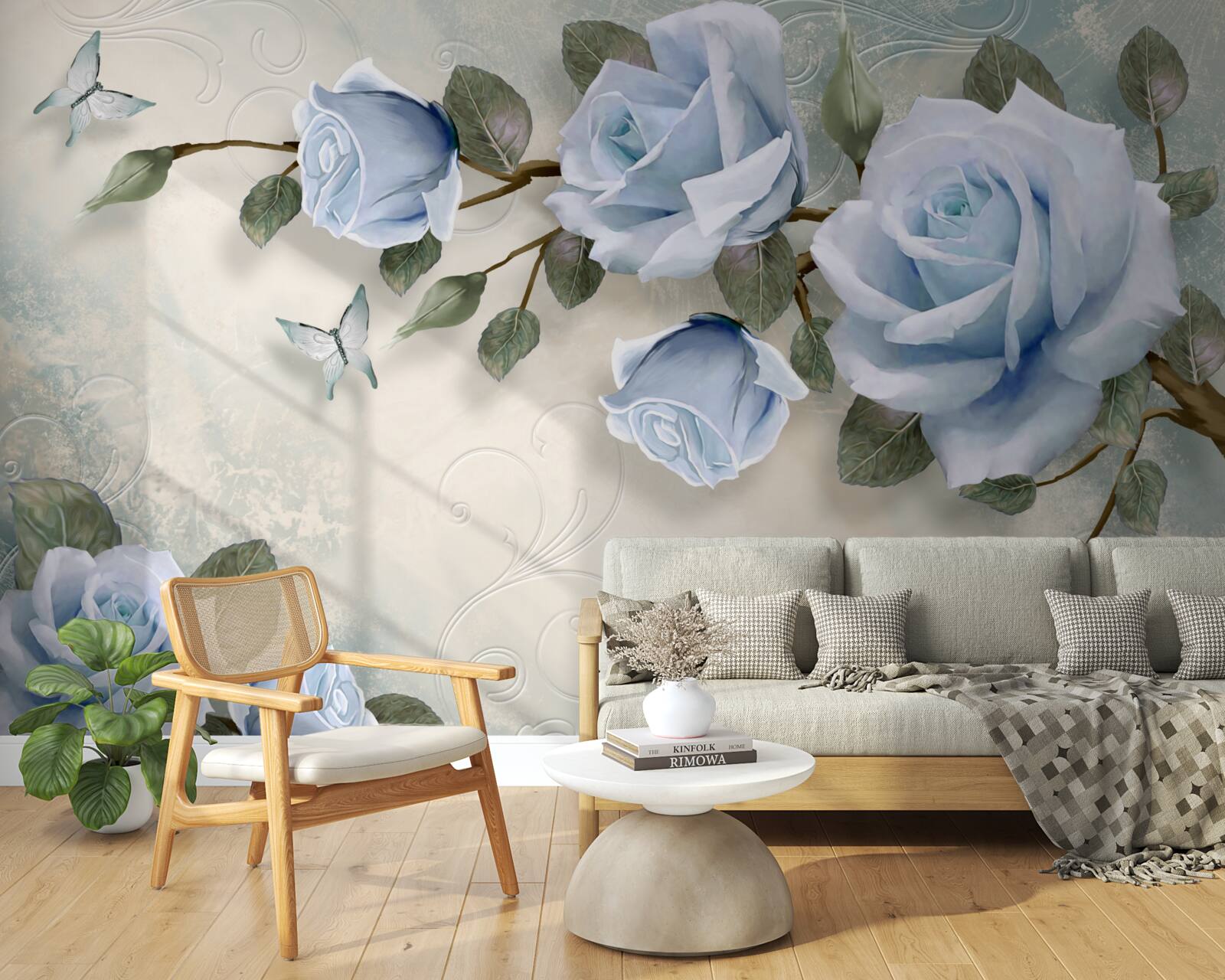 Fototapeta pôvabné púčiky svetlej ruže na stonke