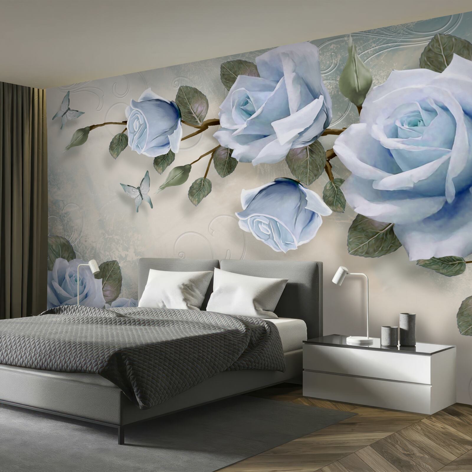 Fototapeta pôvabné púčiky svetlej ruže na stonke