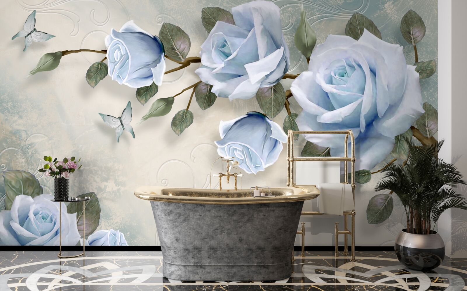 Fototapeta pôvabné púčiky svetlej ruže na stonke