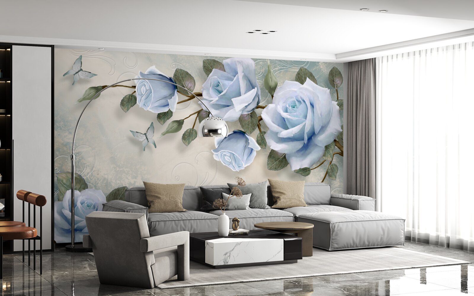 Fototapeta pôvabné púčiky svetlej ruže na stonke