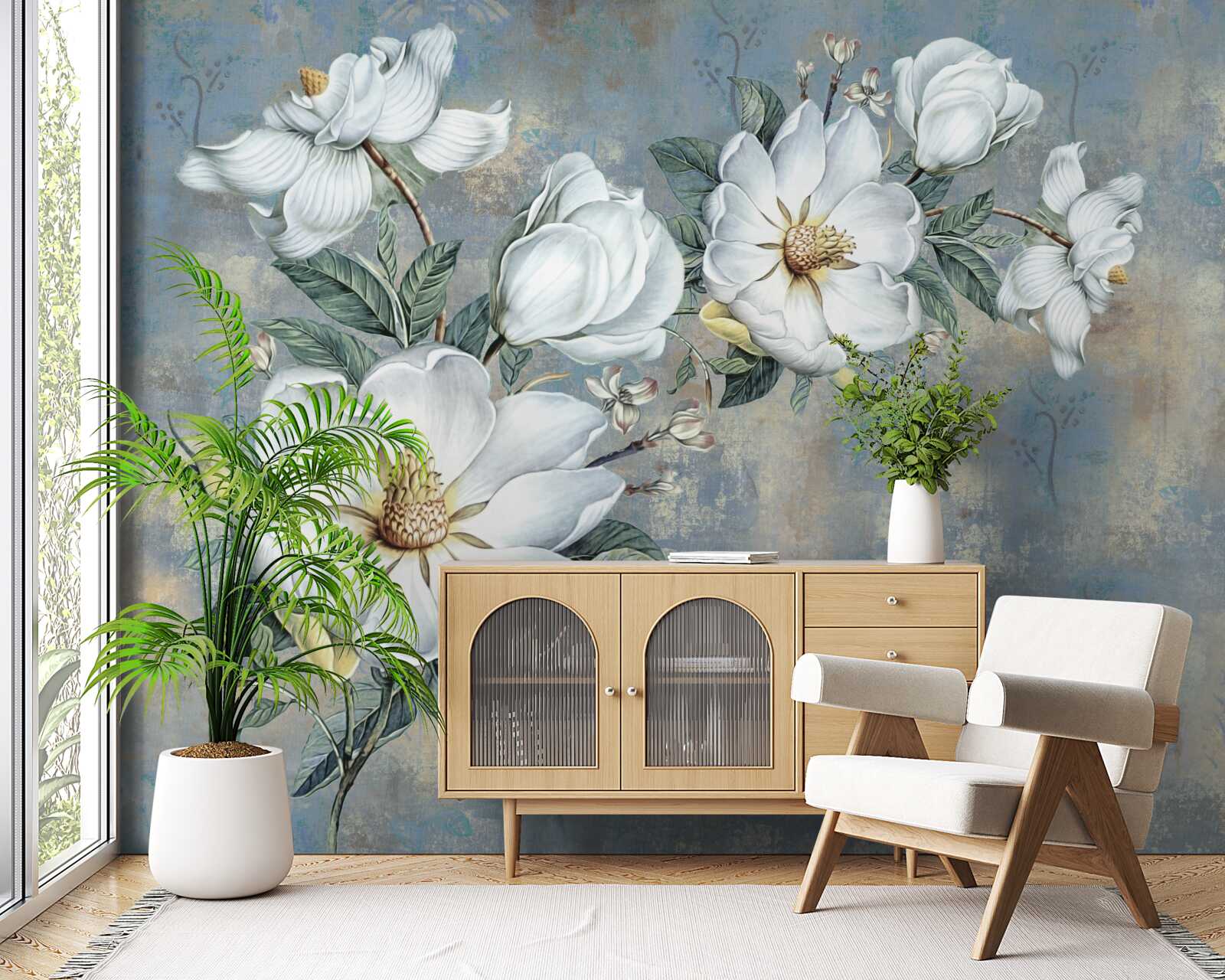 Fototapeta púčiky bielej ľalie spočívajú na vodnej hladine