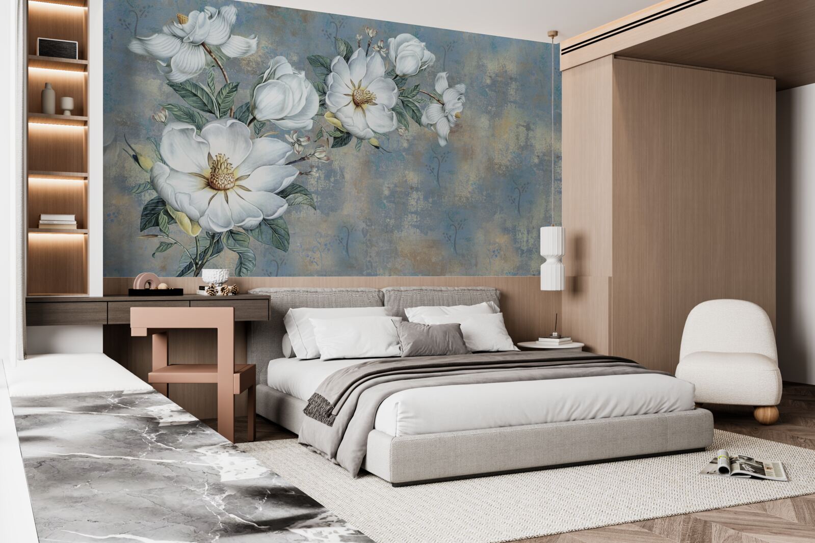 Fototapeta púčiky bielej ľalie spočívajú na vodnej hladine