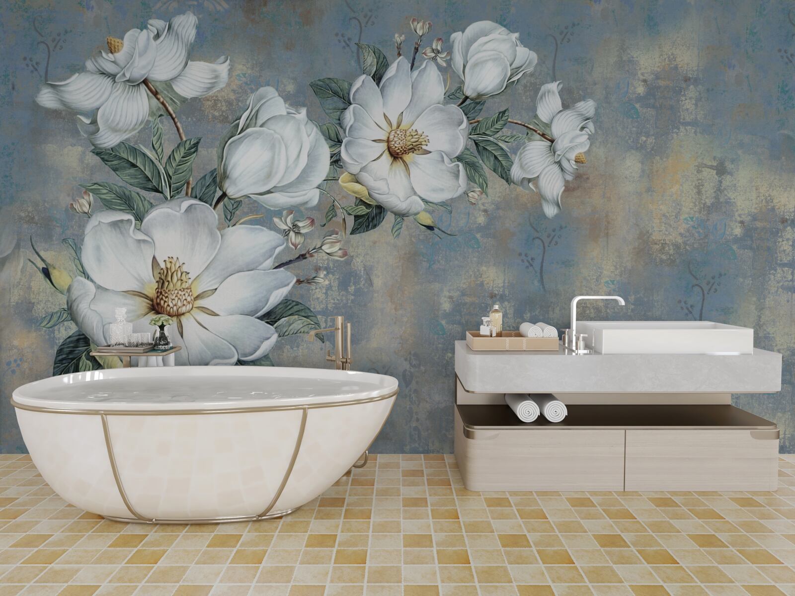 Fototapeta púčiky bielej ľalie spočívajú na vodnej hladine