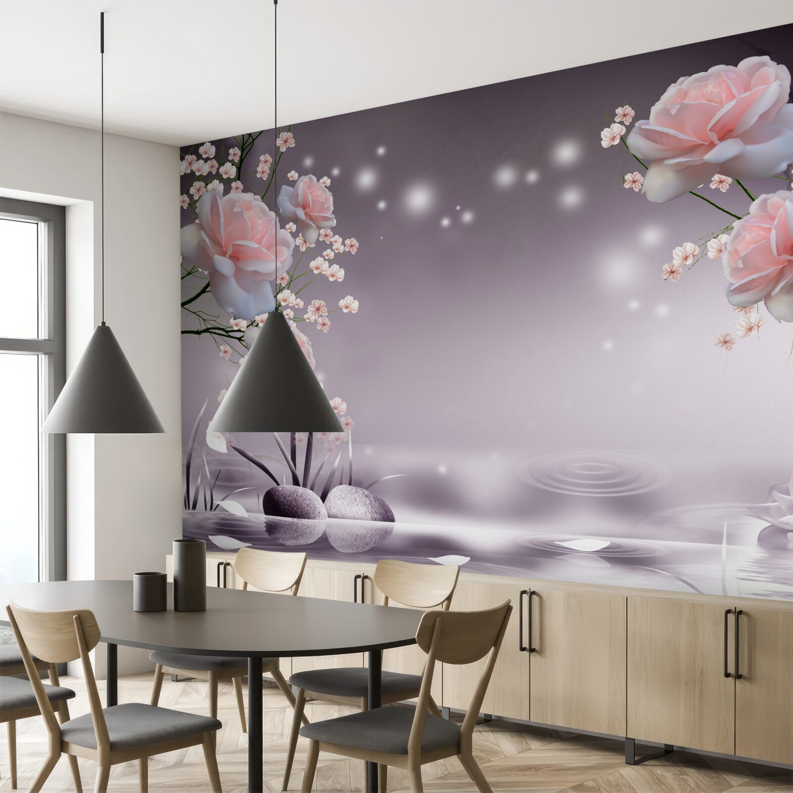 Fototapeta svetloružové kvety sú zobrazené na abstraktnom pozadí