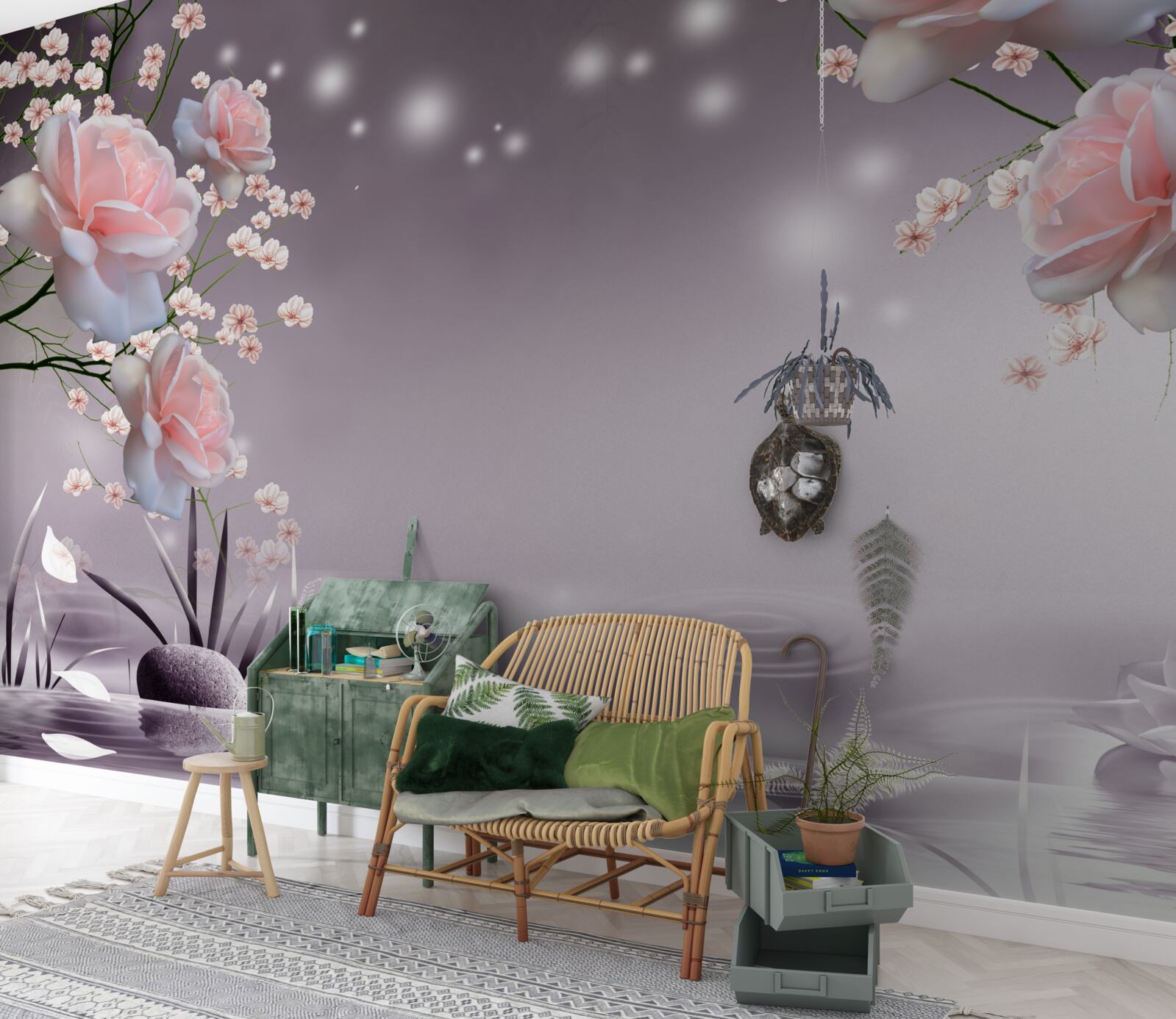 Fototapeta svetloružové kvety sú zobrazené na abstraktnom pozadí