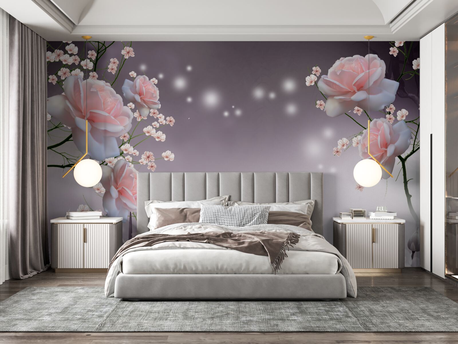 Fototapeta svetloružové kvety sú zobrazené na abstraktnom pozadí