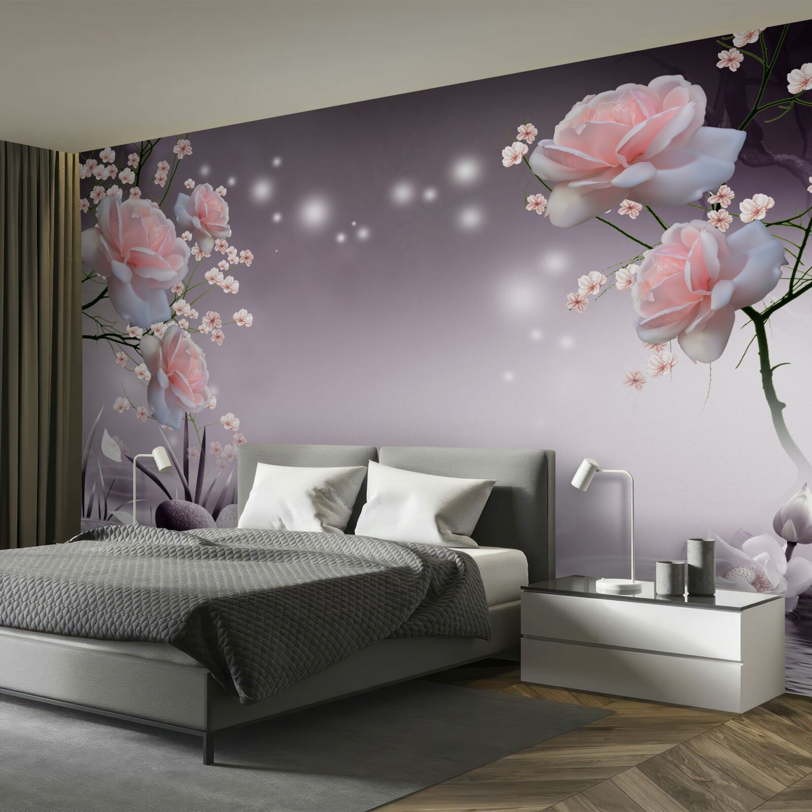 Fototapeta svetloružové kvety sú zobrazené na abstraktnom pozadí