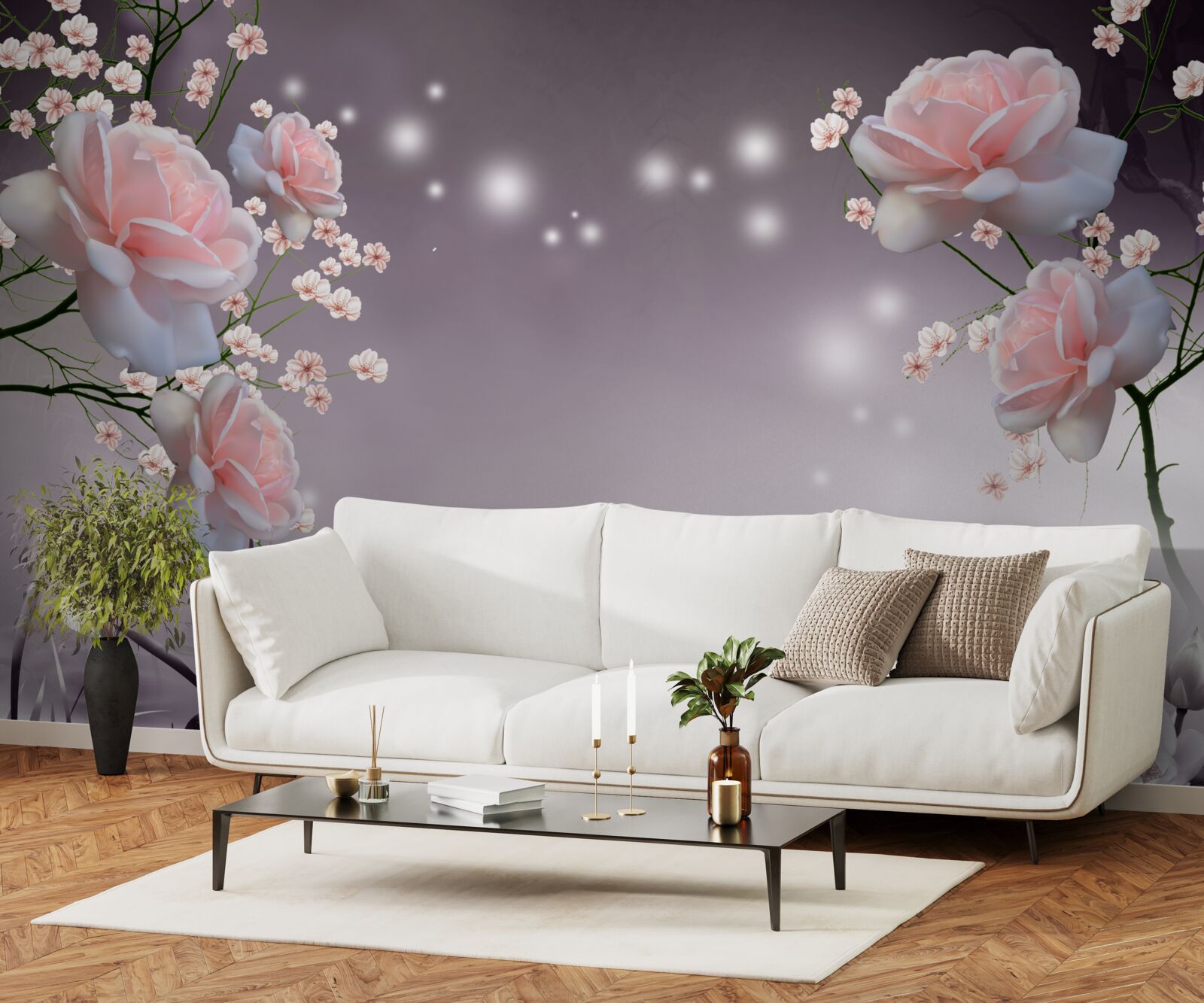 Fototapeta svetloružové kvety sú zobrazené na abstraktnom pozadí