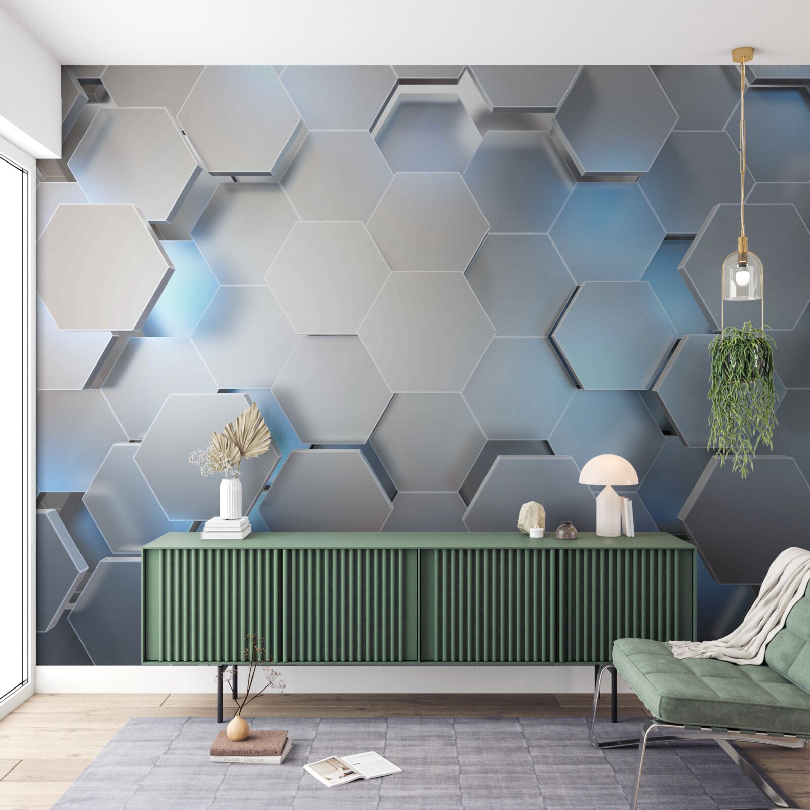 Fototapeta sivé šesťuholníky