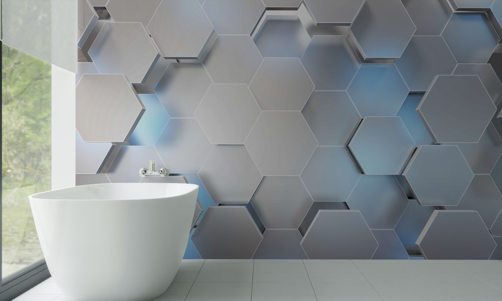 Fototapeta sivé šesťuholníky