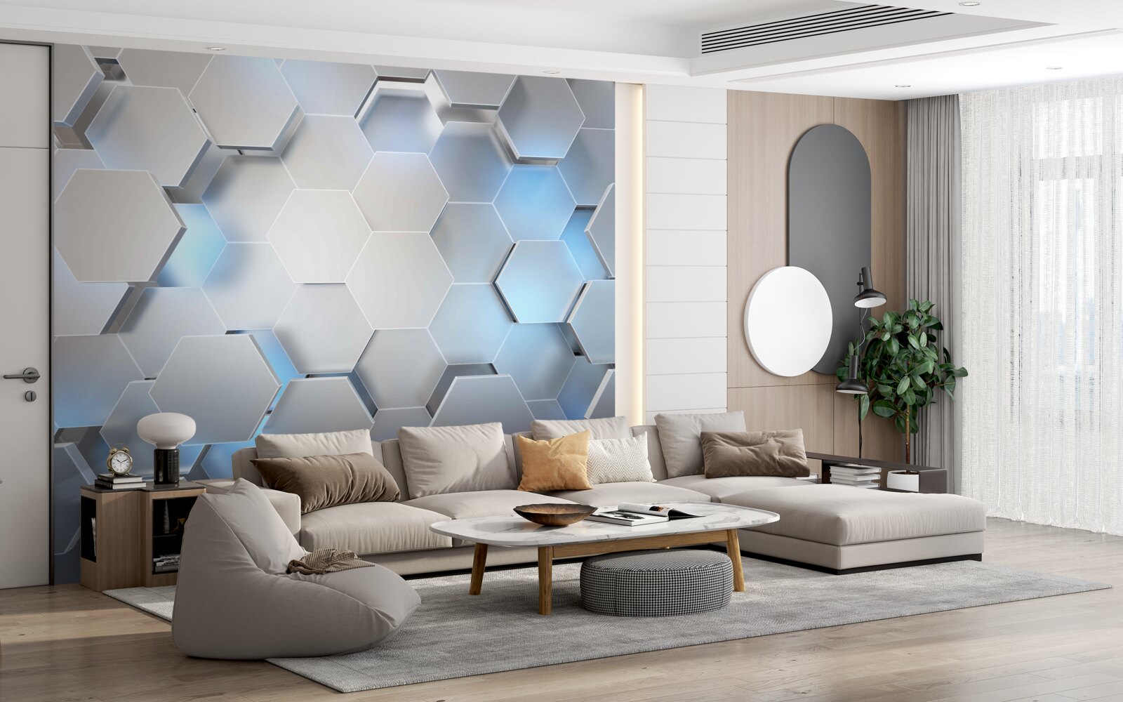 Fototapeta sivé šesťuholníky