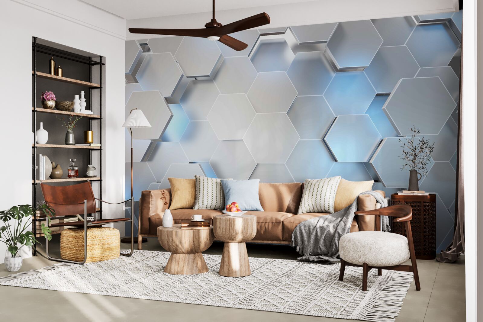 Fototapeta sivé šesťuholníky