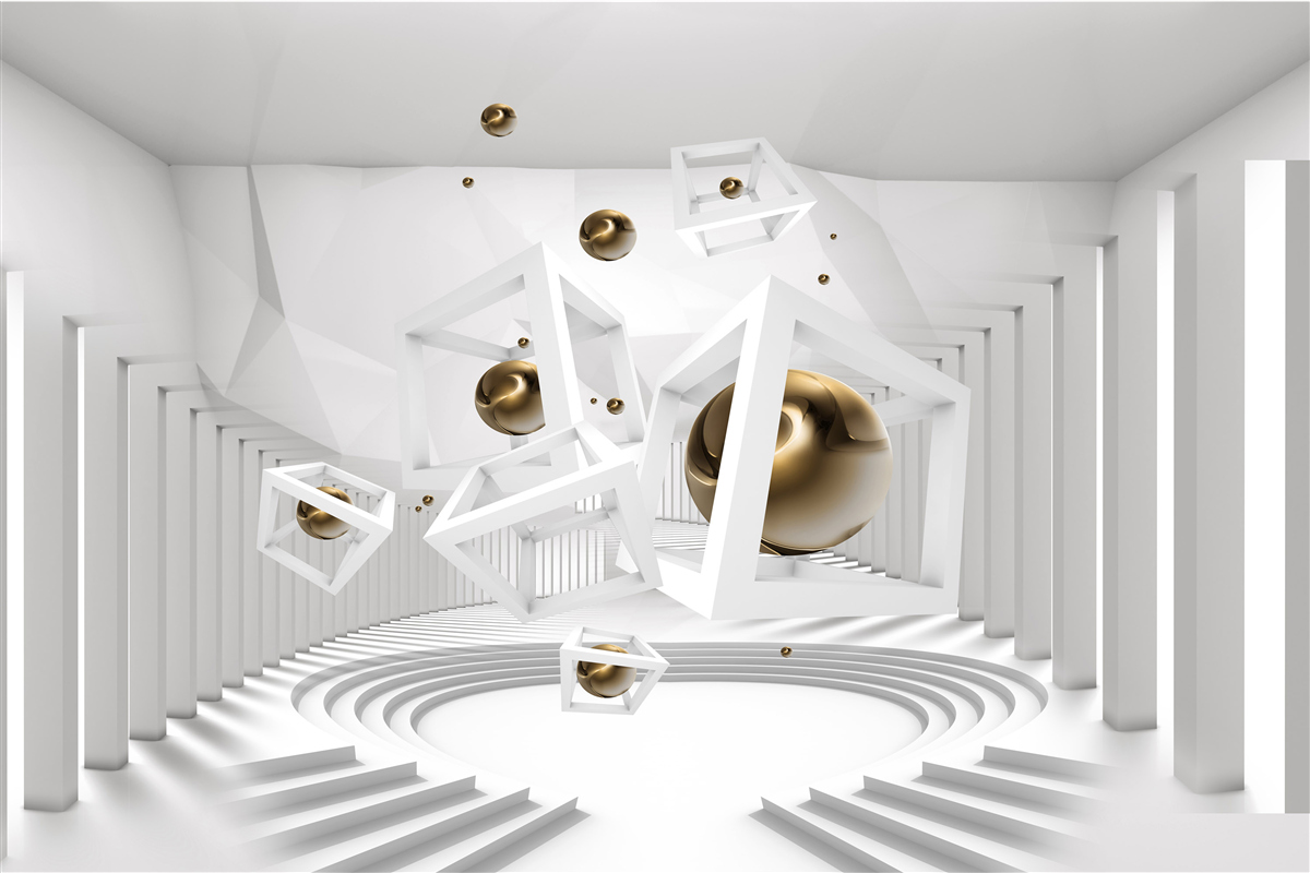 Fototapeta zlaté gule a biele kocky