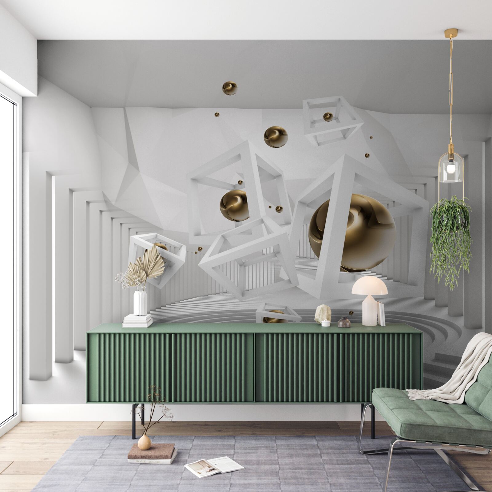 Fototapeta zlaté gule a biele kocky