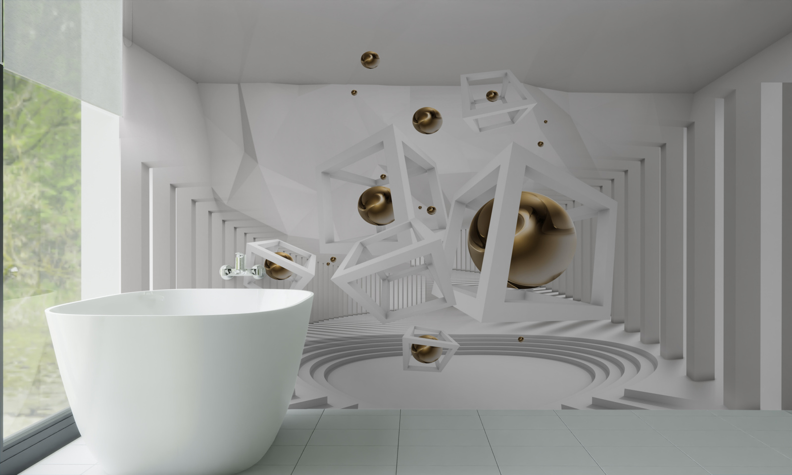 Fototapeta zlaté gule a biele kocky