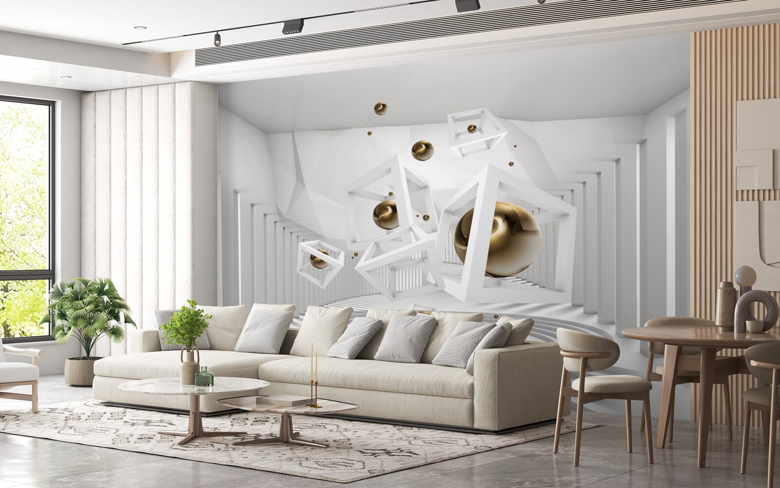 Fototapeta zlaté gule a biele kocky