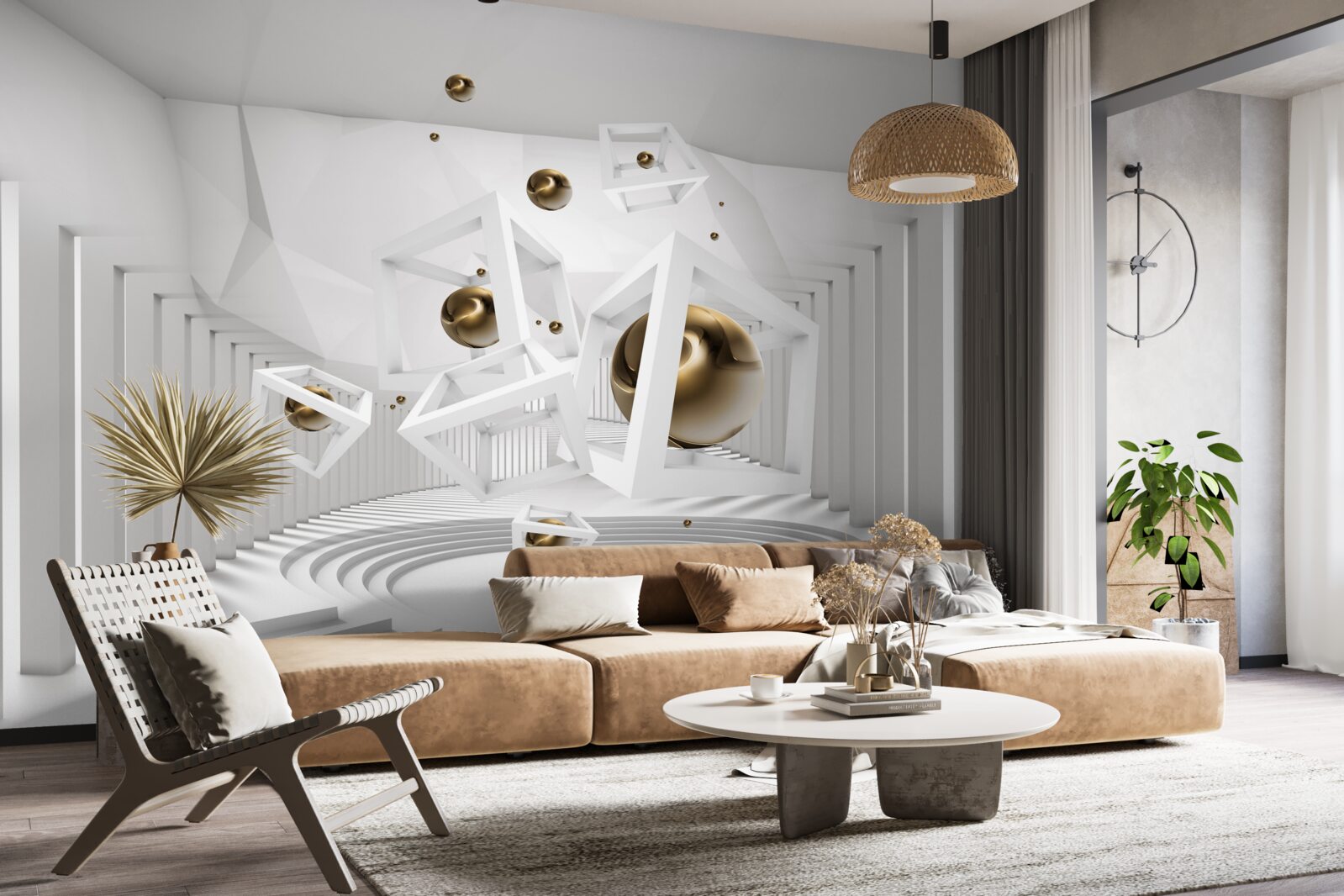 Fototapeta zlaté gule a biele kocky