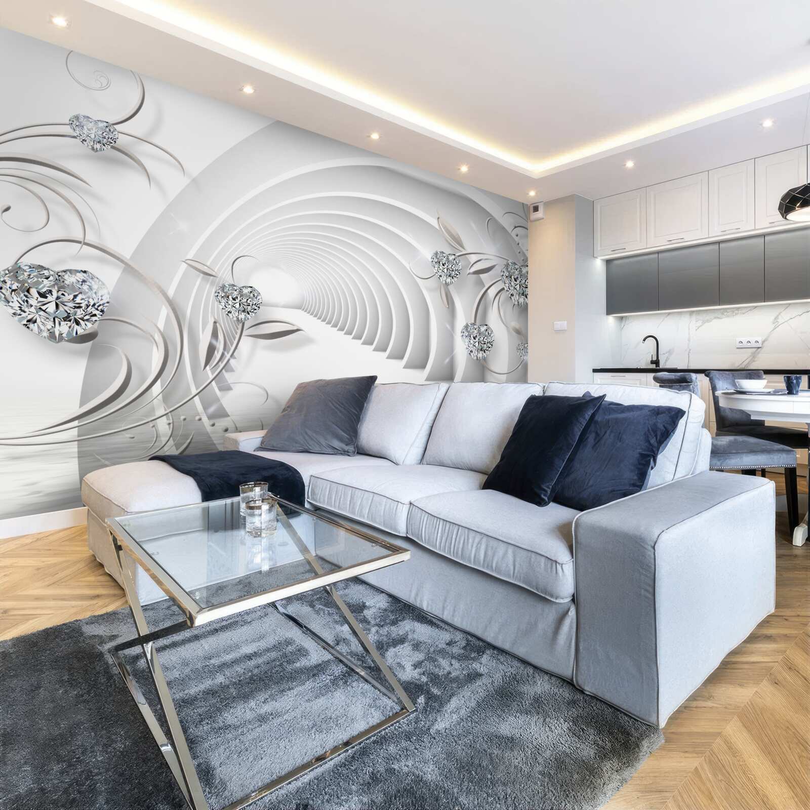 Fototapeta nekonečná chodba zahalená do snehobielej čistoty