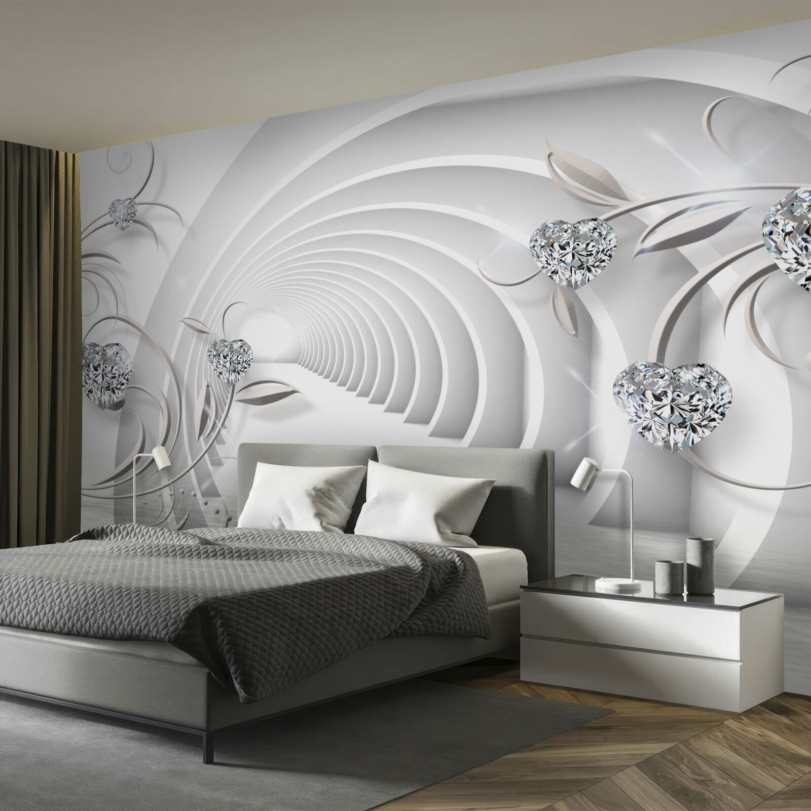 Fototapeta nekonečná chodba zahalená do snehobielej čistoty