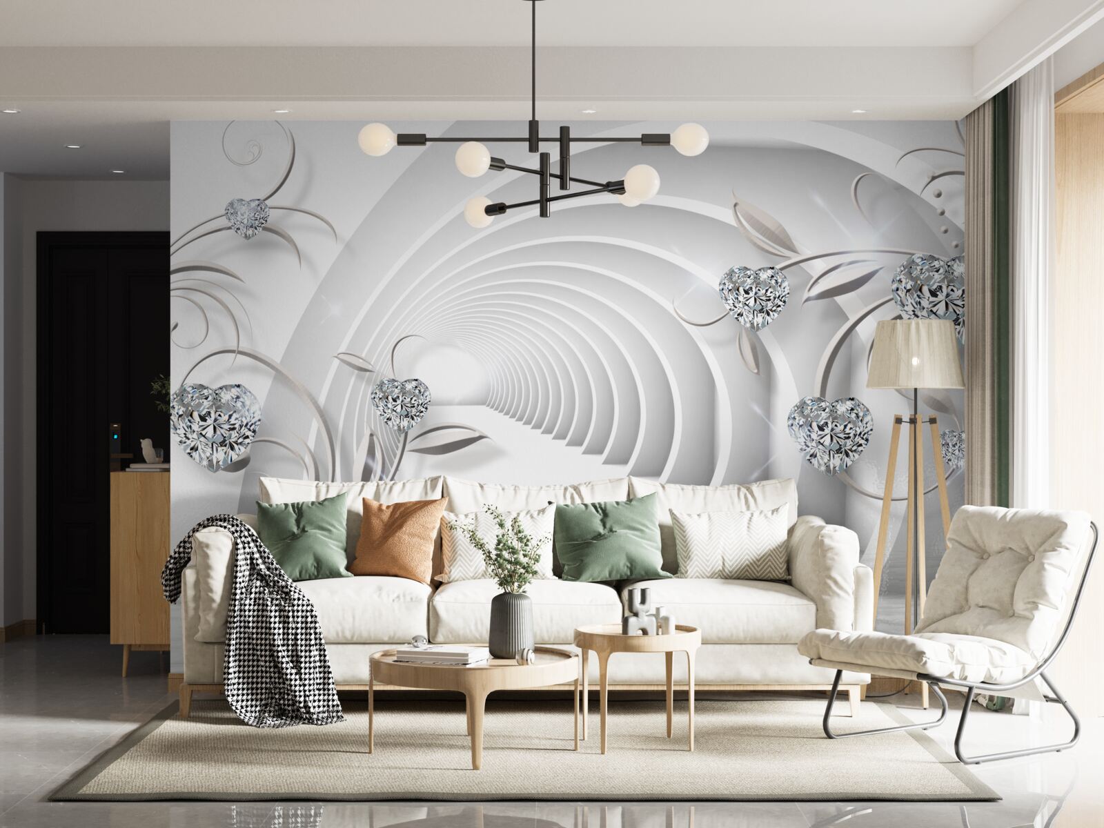 Fototapeta nekonečná chodba zahalená do snehobielej čistoty