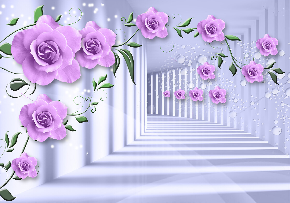 Fototapeta ružové lila konáre a snehobiela chodba