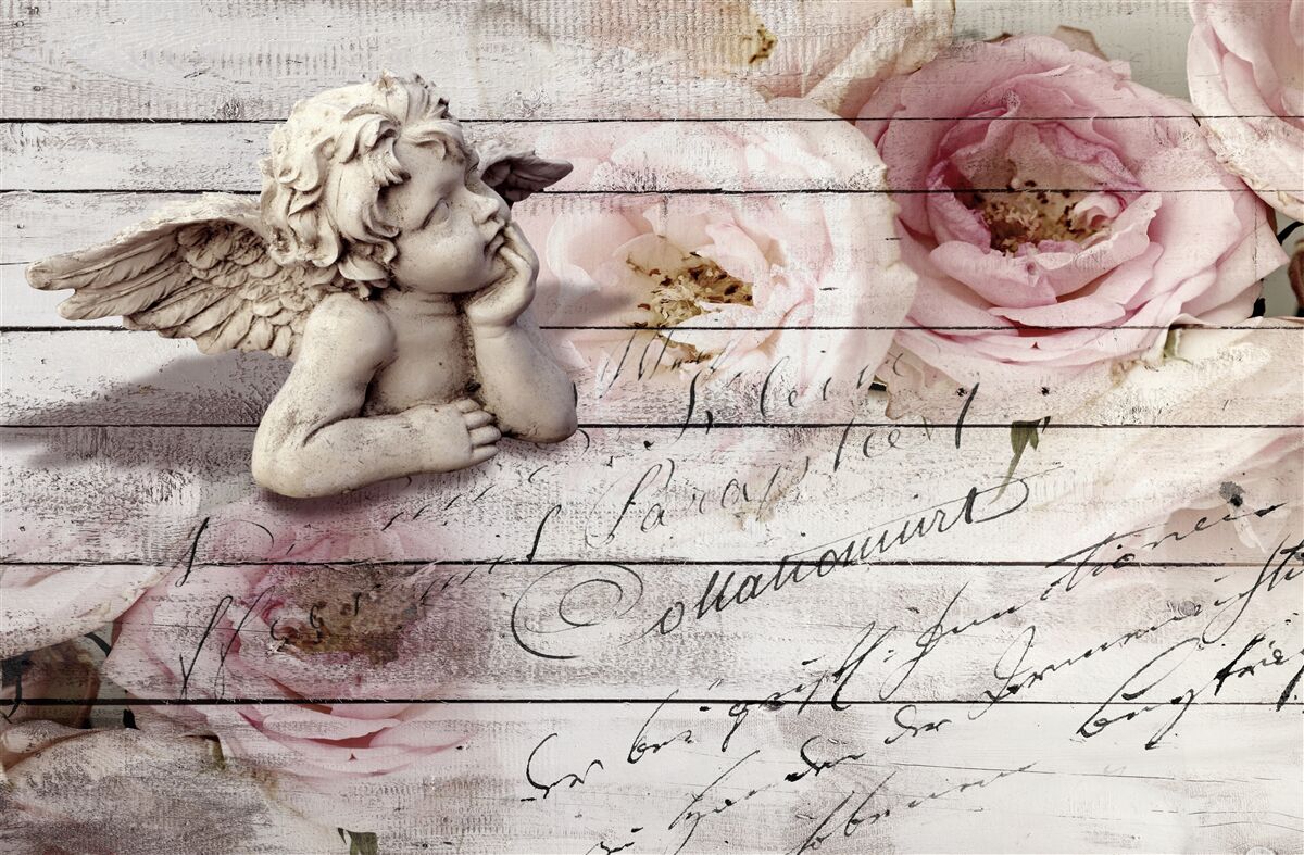 Fototapeta zamyslený anjelik na parkete