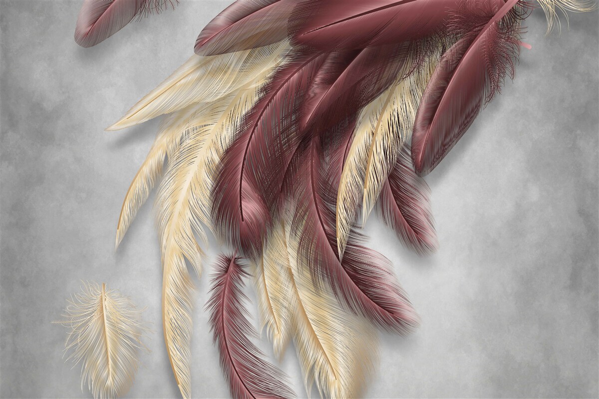 Fototapeta pierka v odtieňoch zlatej a fialovej