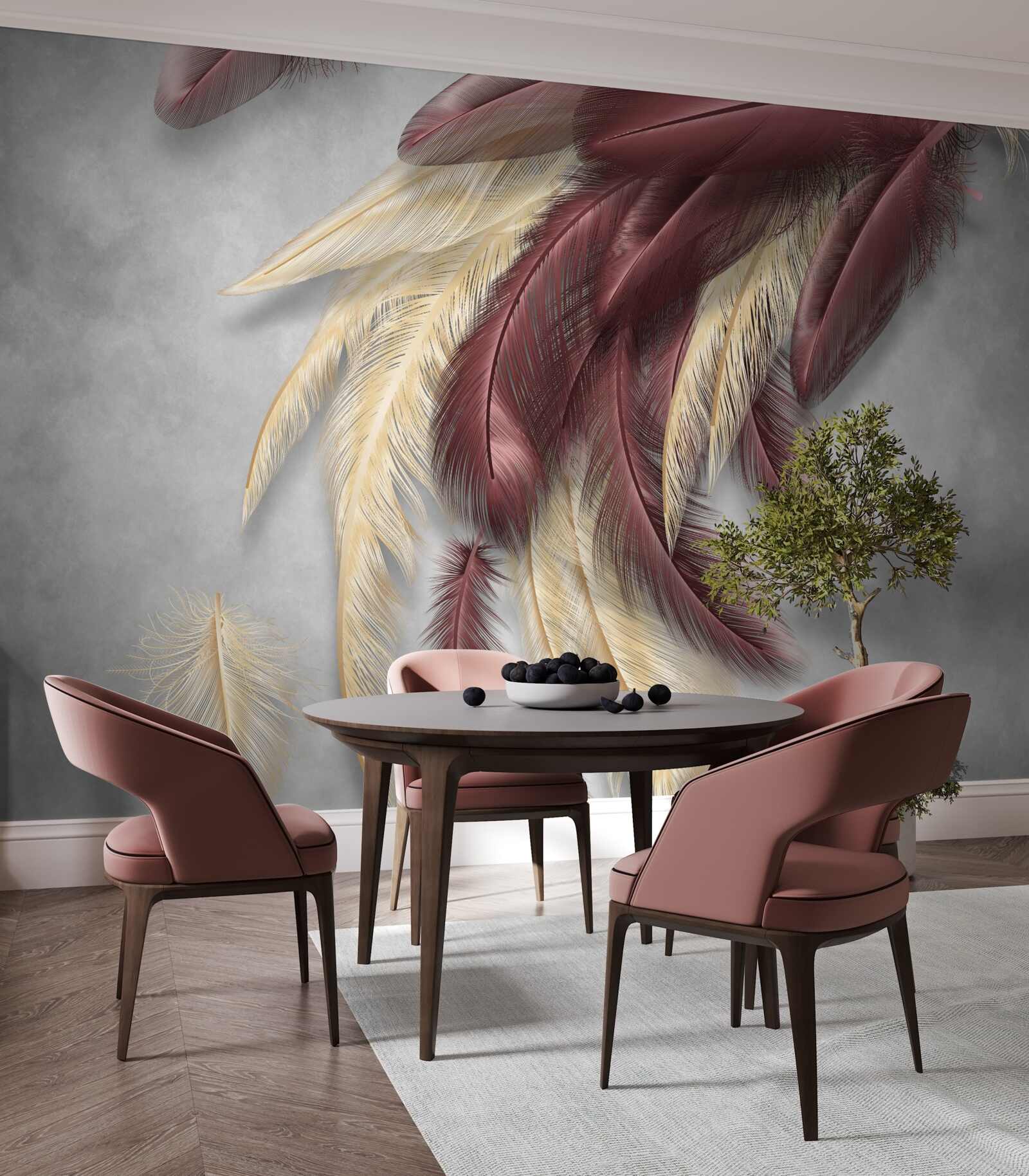 Fototapeta pierka v odtieňoch zlatej a fialovej