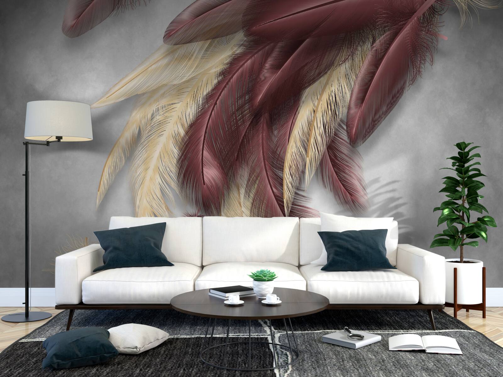 Fototapeta pierka v odtieňoch zlatej a fialovej