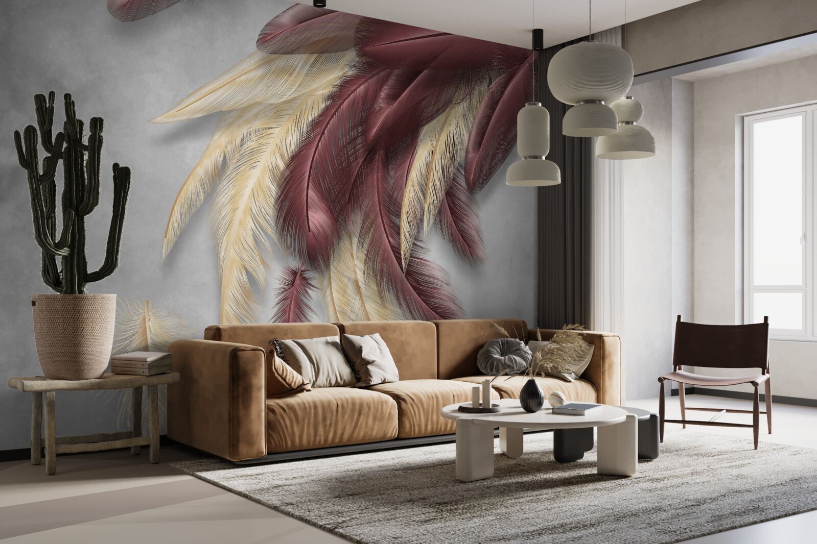 Fototapeta pierka v odtieňoch zlatej a fialovej