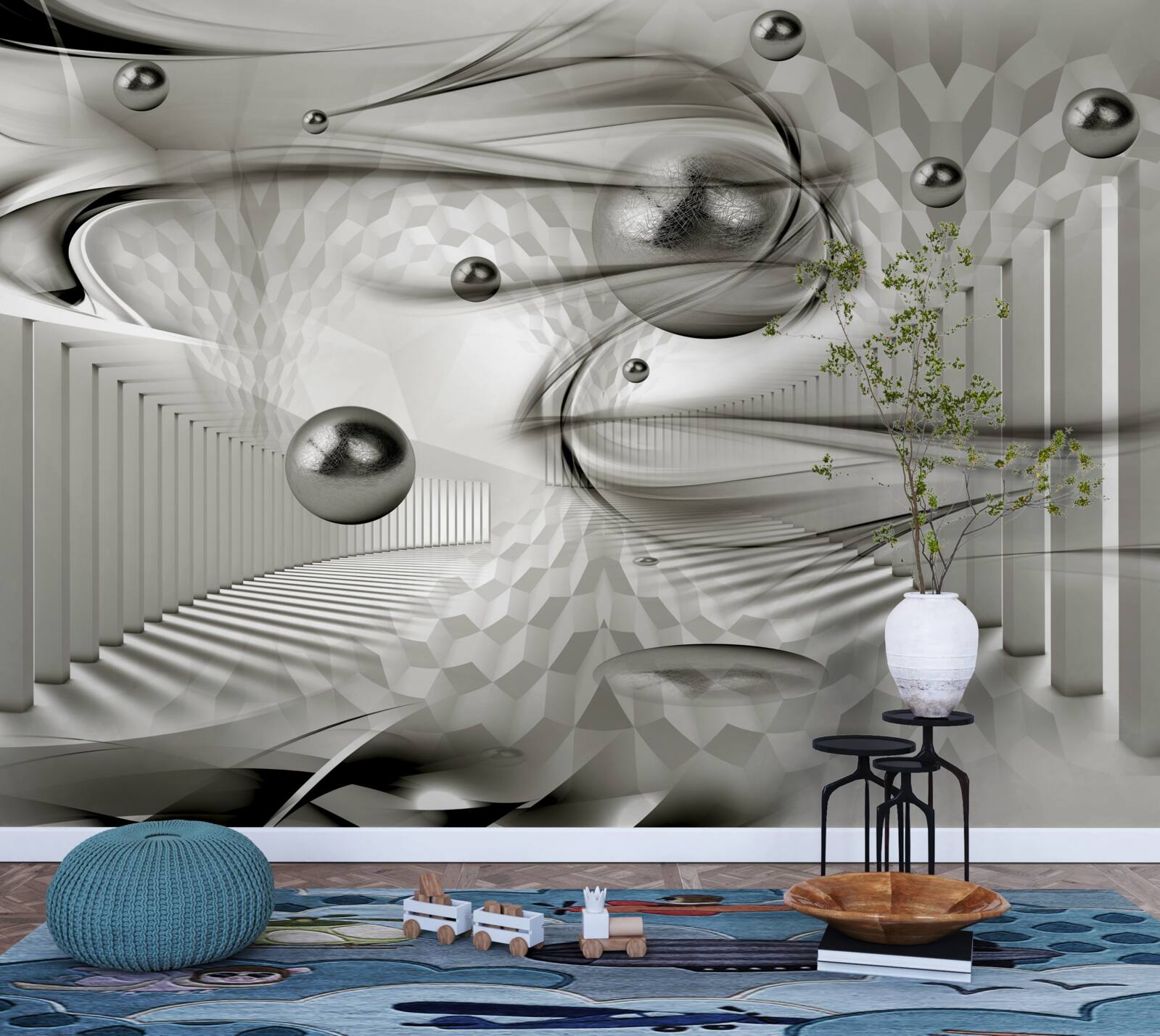 Fototapeta rôzne geometrie v odtieňoch sivej