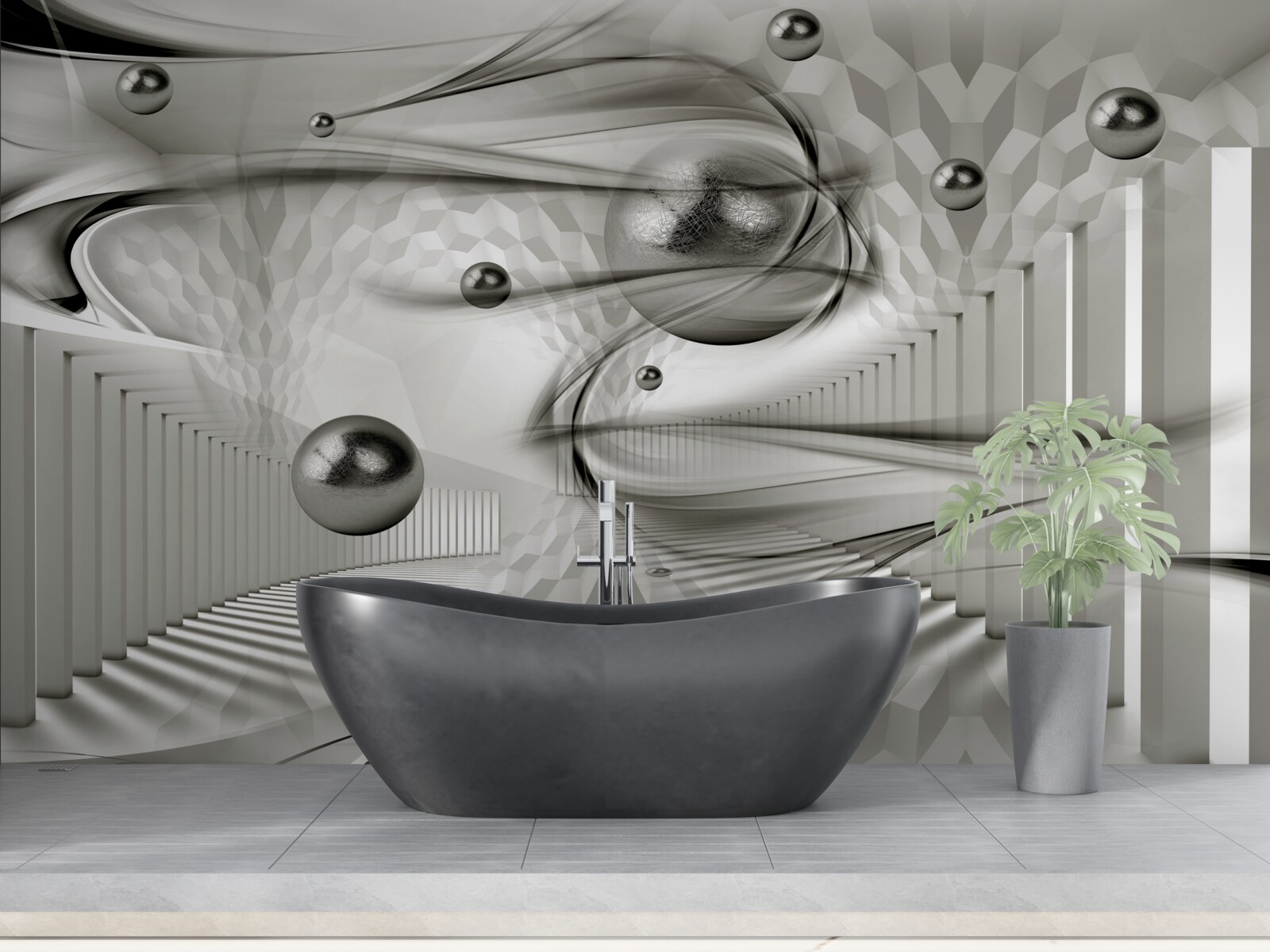 Fototapeta rôzne geometrie v odtieňoch sivej